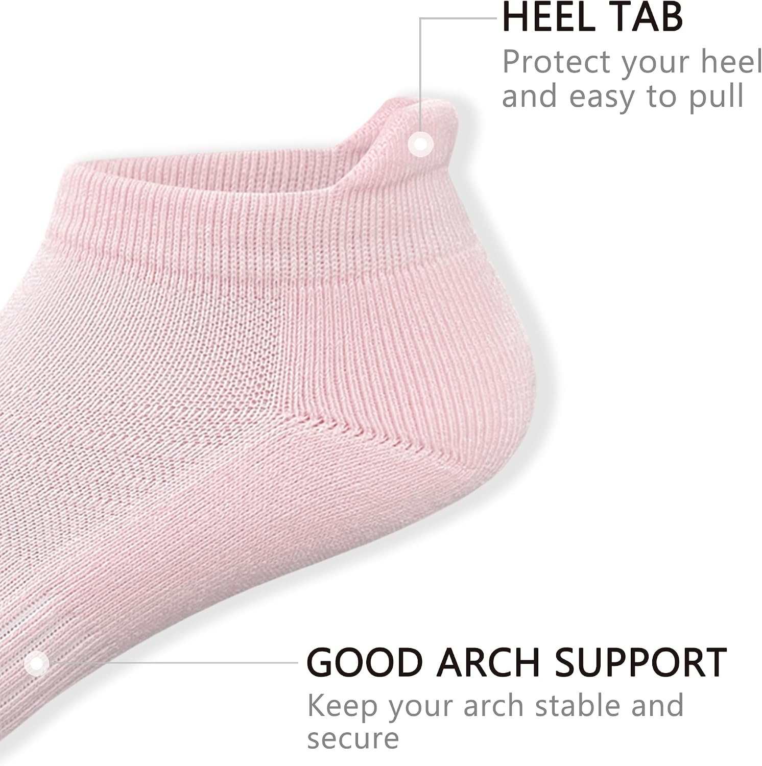 Women's & Men's Breathable Athletic Running Low Cut Socks Cotton Cushioned Ankle Tab Socks, 5 Pairs