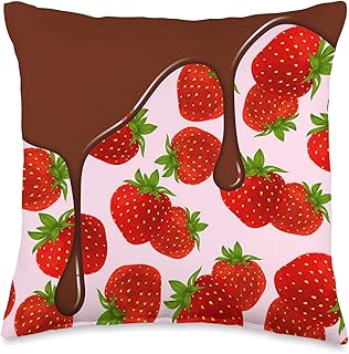Red Strawberries covered with melting chocolate Throw Pillow