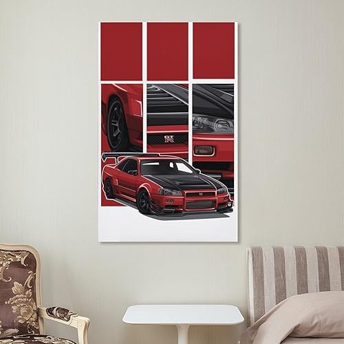 Miniatura 7 de ToMart Póster de coche rompecabezas Nissan Skyline GTR-R34 pintura en lienzo para dormitorio, sala de estar, decoración de 16 x 24 pulgadas (15.7 x