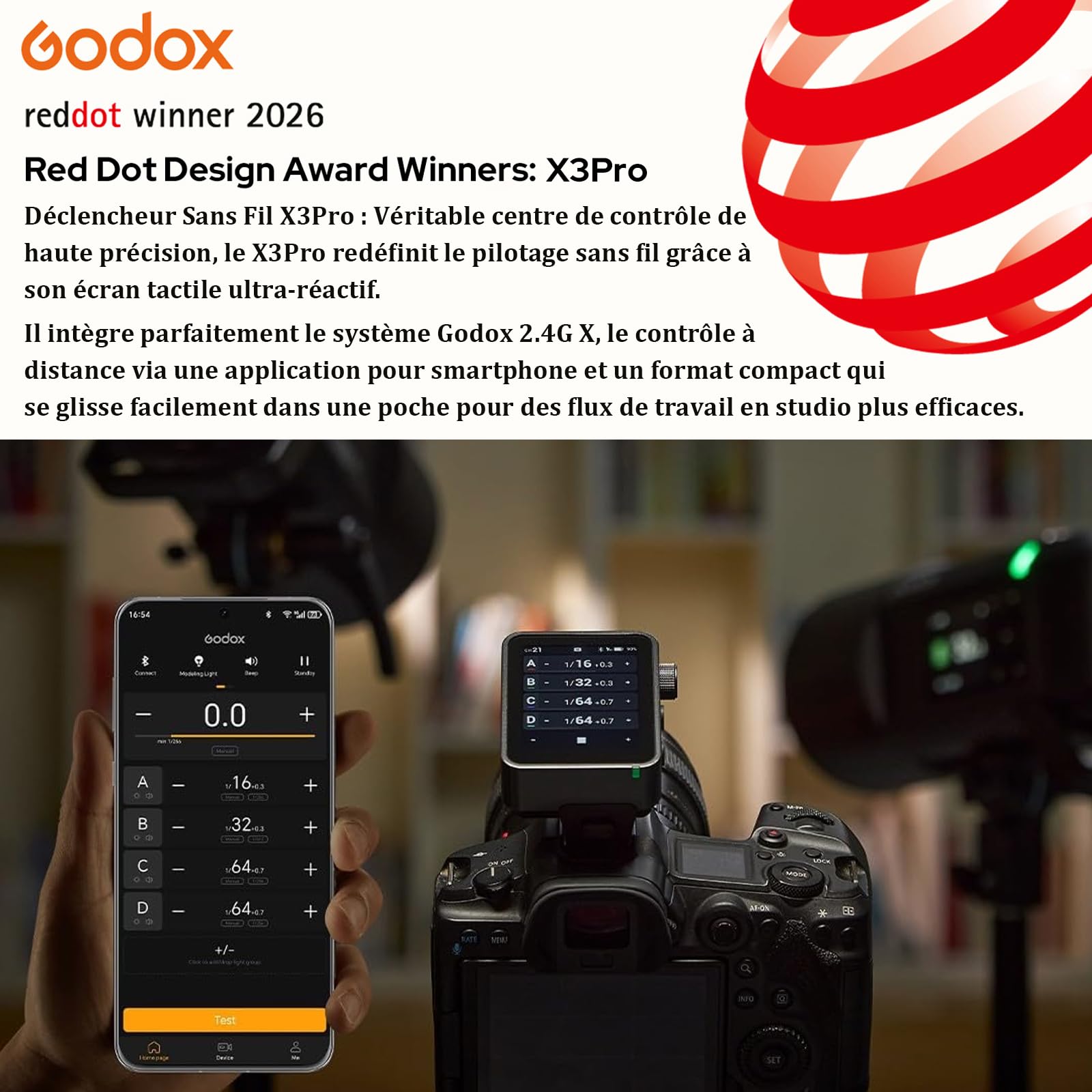 Godox X3 Pro-S X3Pro S TTL Déclencheur Flash sans Fil pour Sony,Contrôle par App Bluetooth & Déclenchement à Distance, 2.4GHz HSS TCM Modes Système X avec Écran Tactile, Version Améliorée du X3-S.