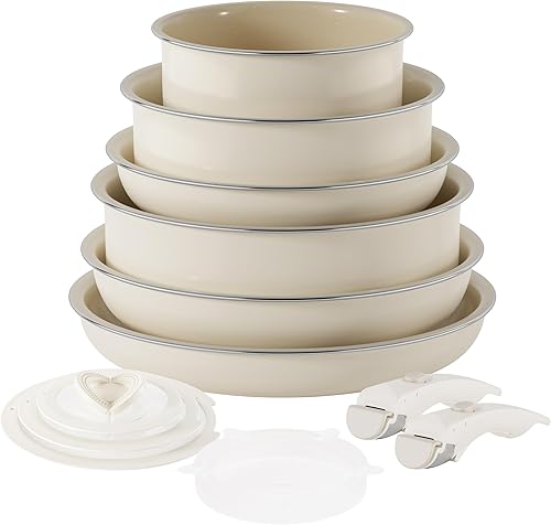 Juego de utensilios de cocina de cerámica  Juegos de utensilios de cocina con mango desmontable ollas y sartenes con asas extraíbles, sartenes