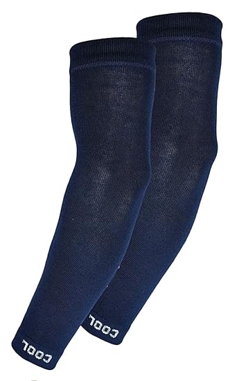 TENDSY Men & Women Cotton Sports Arm Sleeves (Pack of 1 Pair, Navy Blue)