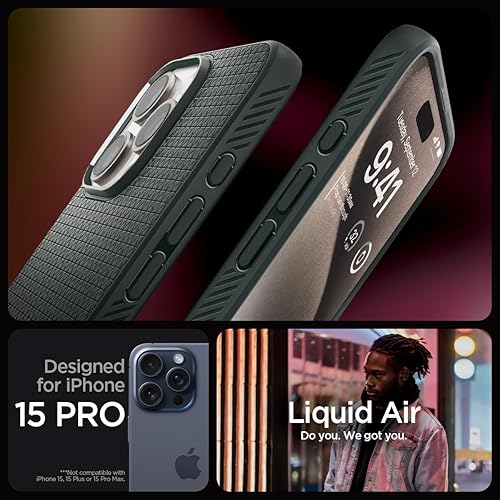 Vista 337 de Spigen Liquid Air - Funda diseñada para iPhone 13 Pro Max (2021), color negro mate