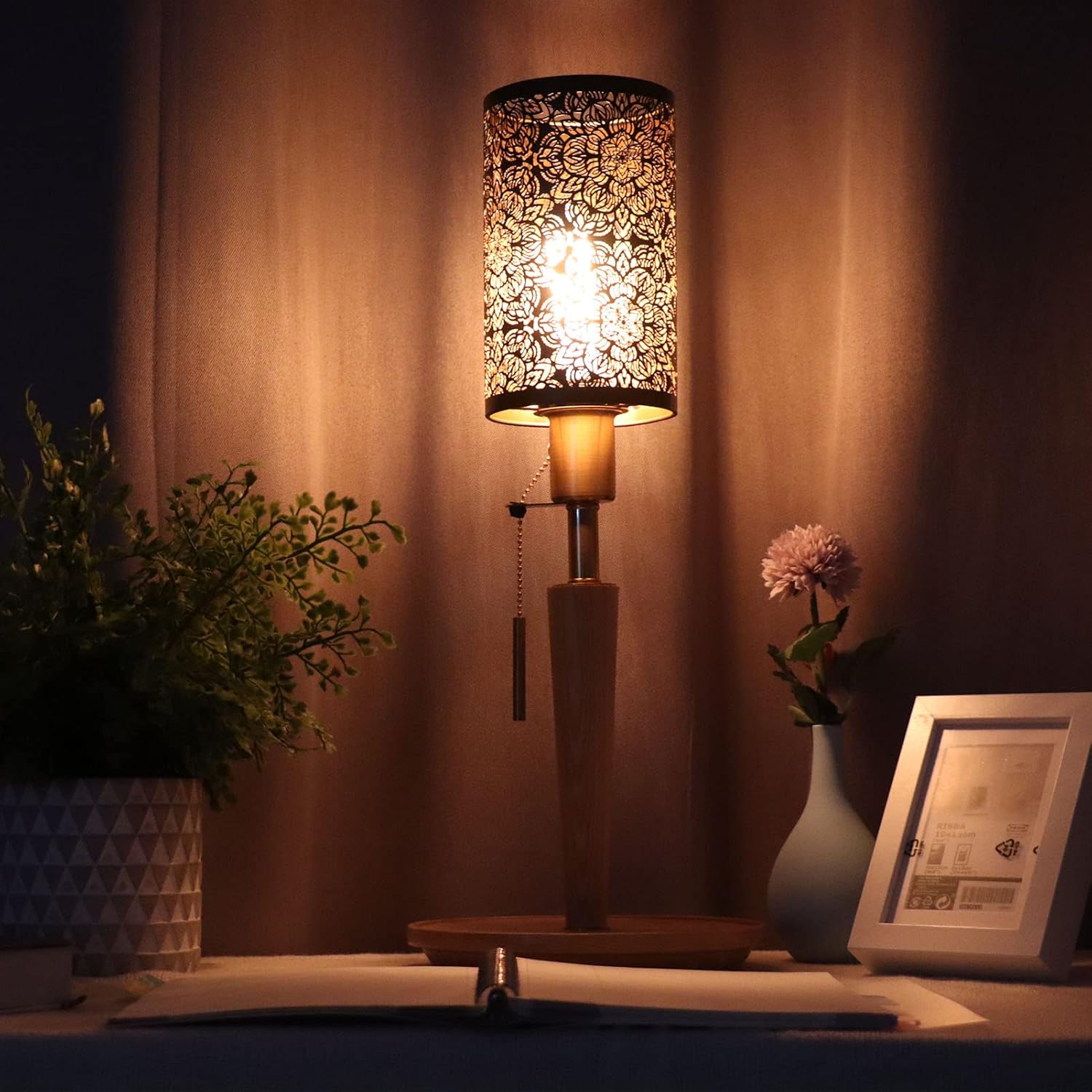 HYWHUYANG Lamp Shade, Hollow Carving Lamp Shade, Metal Cylindrical Circular Lamp Shade, Detachable Decorative Nightstand Lamp, E27 E26 Lamp Shade, Iron Lamp Shade for Table Lamp and Floor Light