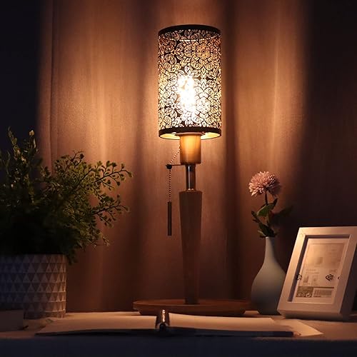 Miniatura 3 de Pantalla de lámpara de metal, pantalla tallada hueca, cubierta de lámpara de hierro, patrón circular cilíndrico E27 E26 desmontable mesita de noche