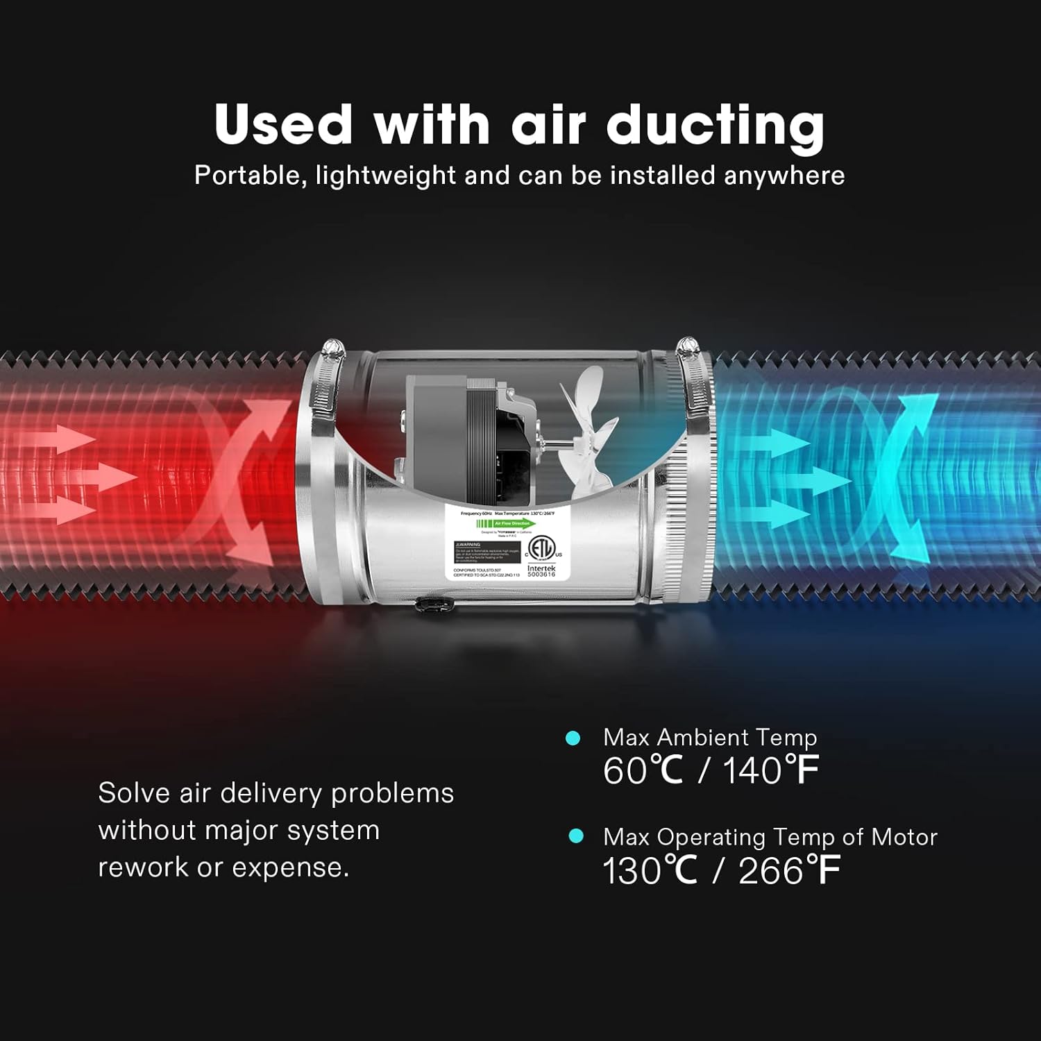 VIVOSUN 4 Inch Inline Duct Fan 100 CFM, HVAC Exhaust Ventilation Fan with Low Noise for Basements, Bathrooms, Kitchens and Attics, Silver