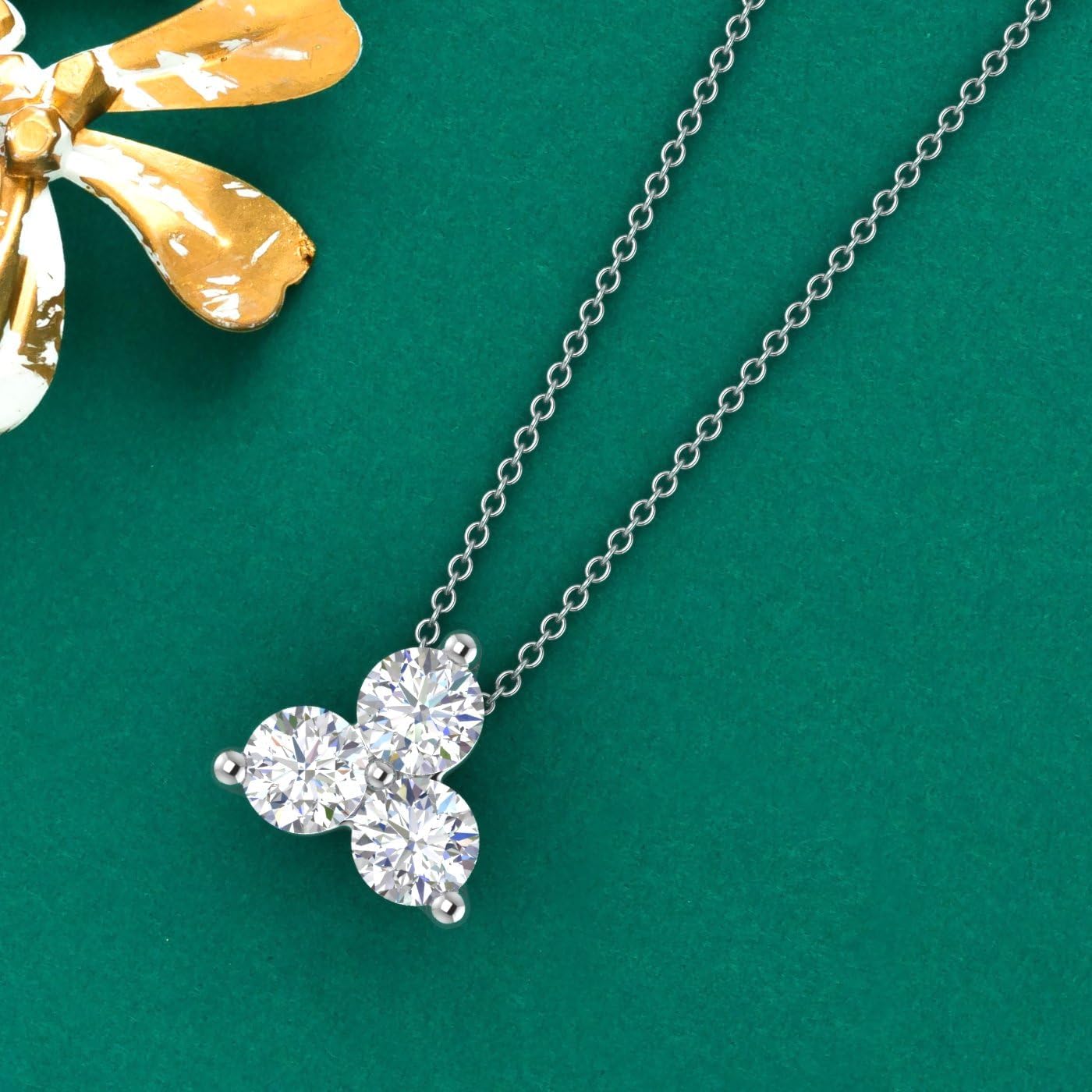 0.30 Carat 3-Stone Diamond Pendant Necklace in 10K Solid Gold