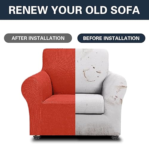 Vista 172 de Cupuamon Fundas elásticas para sofá de 3 cojines, funda protectora de muebles con parte inferior elástica de tela jacquard a cuadros pequeños