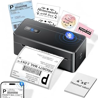 Stampante termica per etichette di Bluetooth, 4x6 stampante per etichette di spedizione per indirizzo postale piccola impresa, Compatibile con Ebay, Amazon, Etsy, UPS, Wish, Shopify, Zalando, DHL