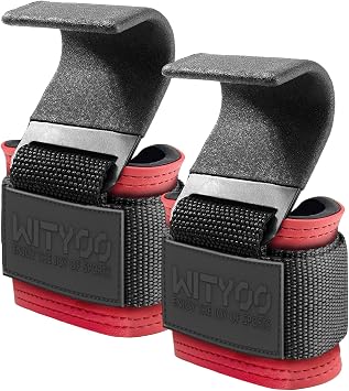 Weight Lifting Hooks, Gym Wrist Straps with Hand Grip Hooks for Deadlifts, Pull Ups, Powerlifting, Fitness Workout Lifting Straps for Men & Women, Christmas Gifts for Dad Husband - Pair