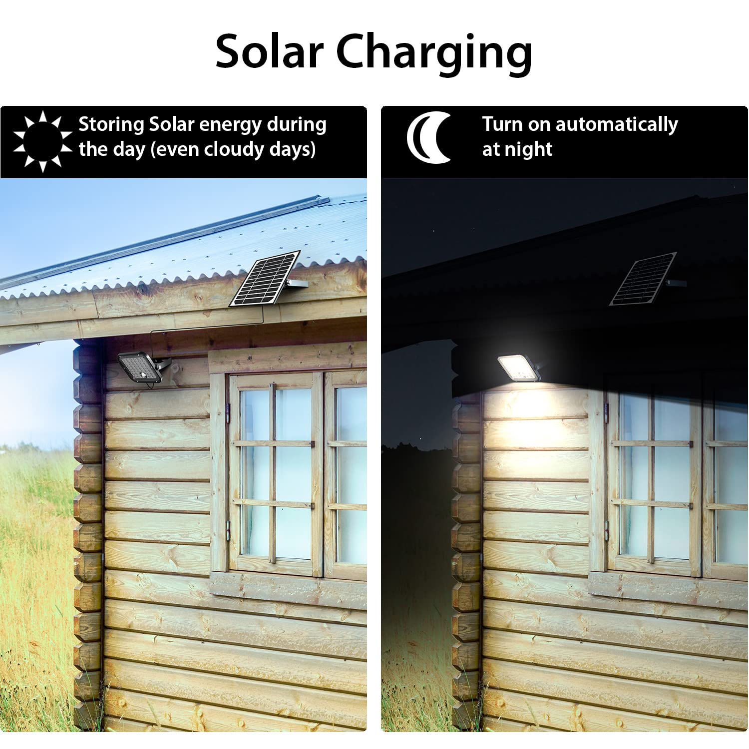 VELAMP Cube Faretto LED Solare 4800 lm – Sensore Movimento, Pannello Remoto con Cavo 5 m, IP65, Installazione su Muro/Palo, Luce Esterna per Giardino, Viale, Sicurezza