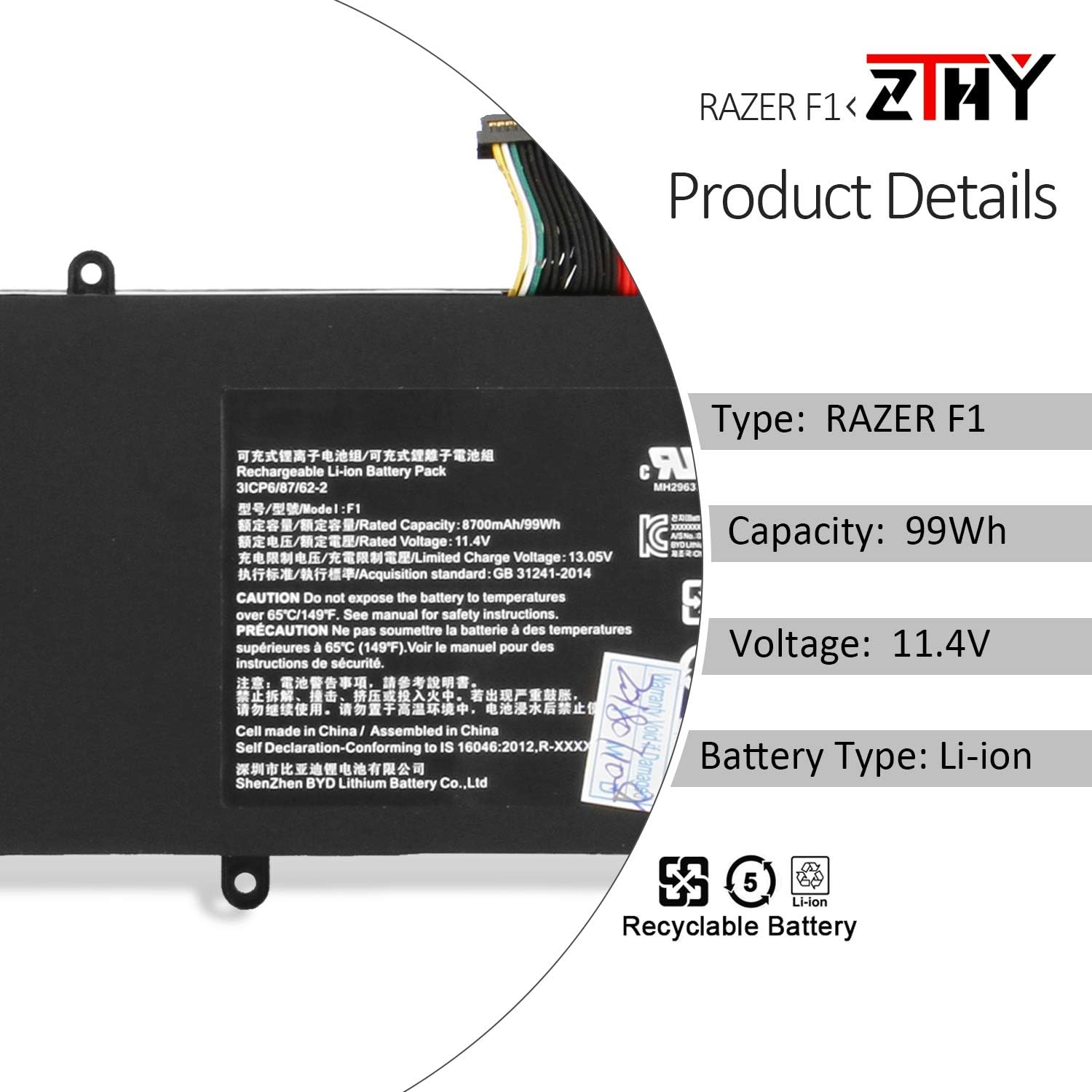 Buy Zthy 99wh Razer F1 Battery Replacement For Razer Blade Pro 17 3 4k I7 7820hk I7 6700hq 2017 Rz09 0166 Rz09 01663e52 Rz09 01662e53 R3u1 Rz09 01663e53 R3u1 Rz09 01662e52 3icp6 87 62 2 11 4v 8700mah Online In Taiwan B07f3scz3v