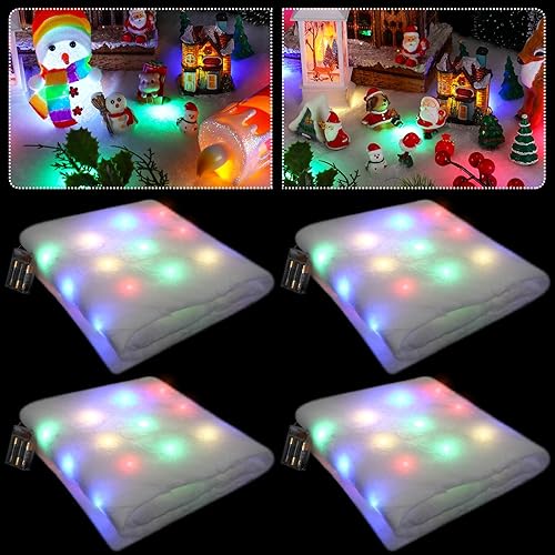 Miniatura 7 de 4 mantas de nieve de Navidad preiluminadas con luces LED, camino de mesa iluminado para vacaciones, accesorios de aldea de Navidad, decoración de