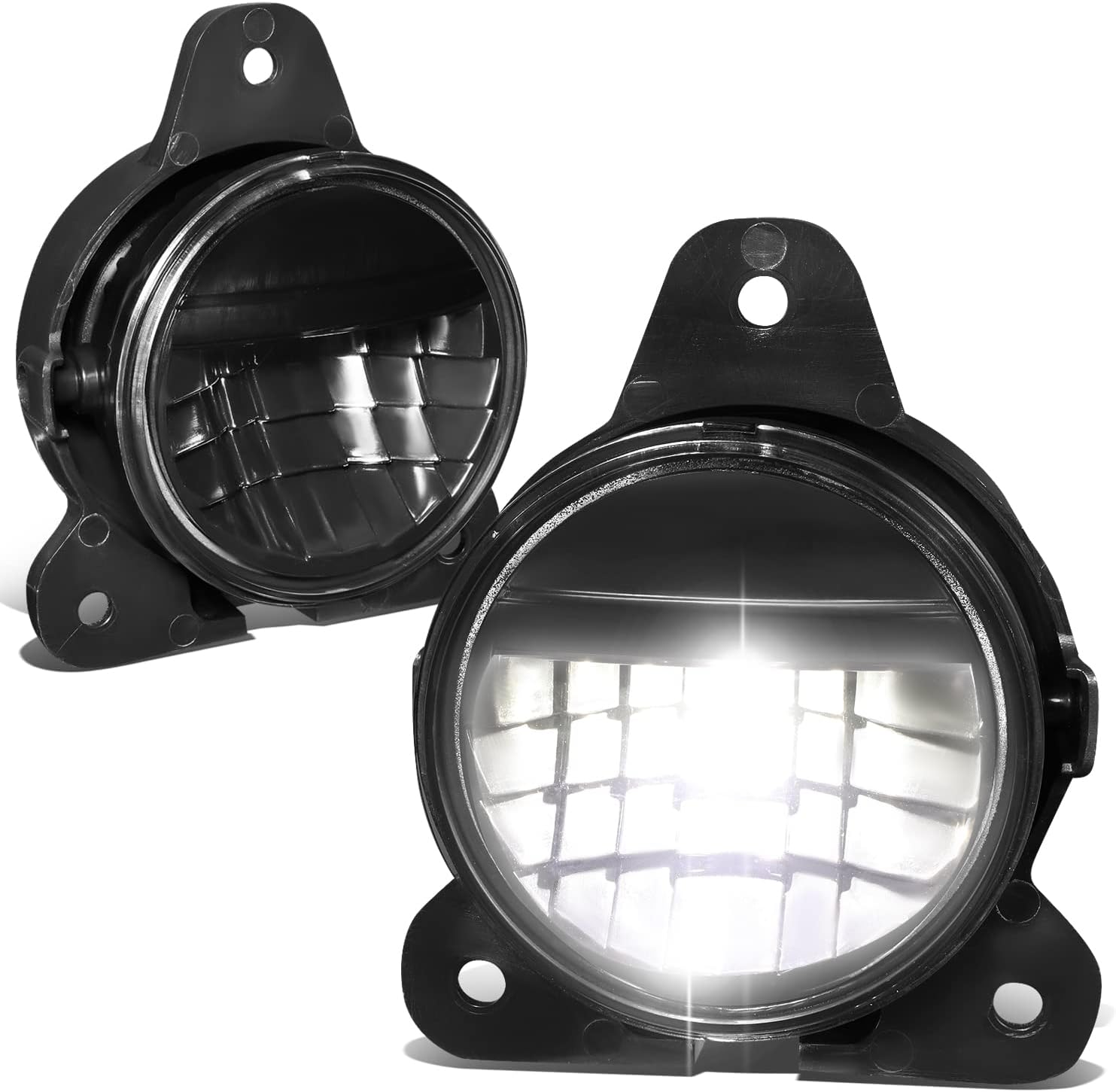 DNA MOTORING FL-HAY-009-BK Pair of LED Fog Lights High/Low Beam Reflectors Compatible with 2018-2022 Volvo VNL, Black/Clear