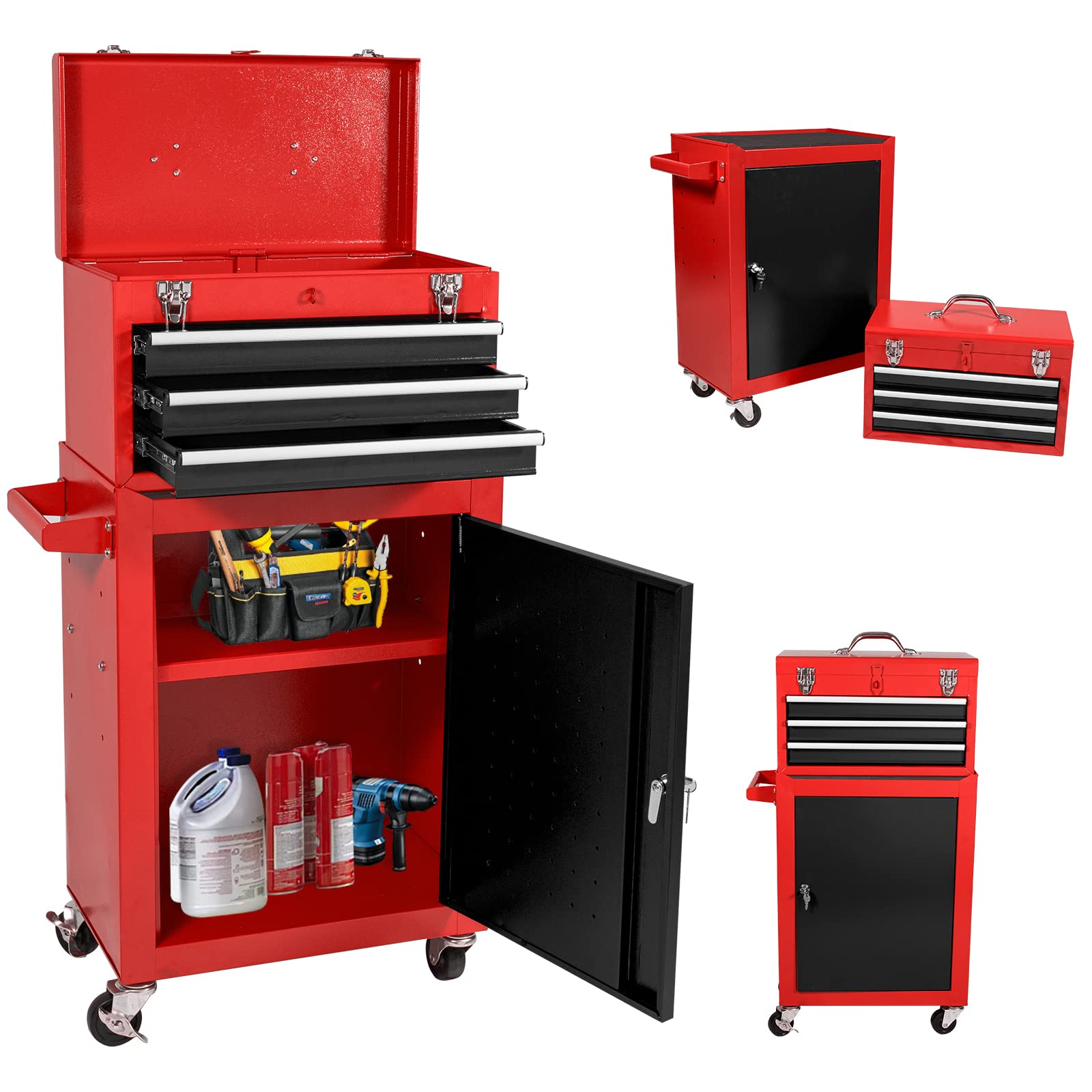 Buy 3Drawer Rolling Tool Chest, Portable Metal Tool Box with Wheels