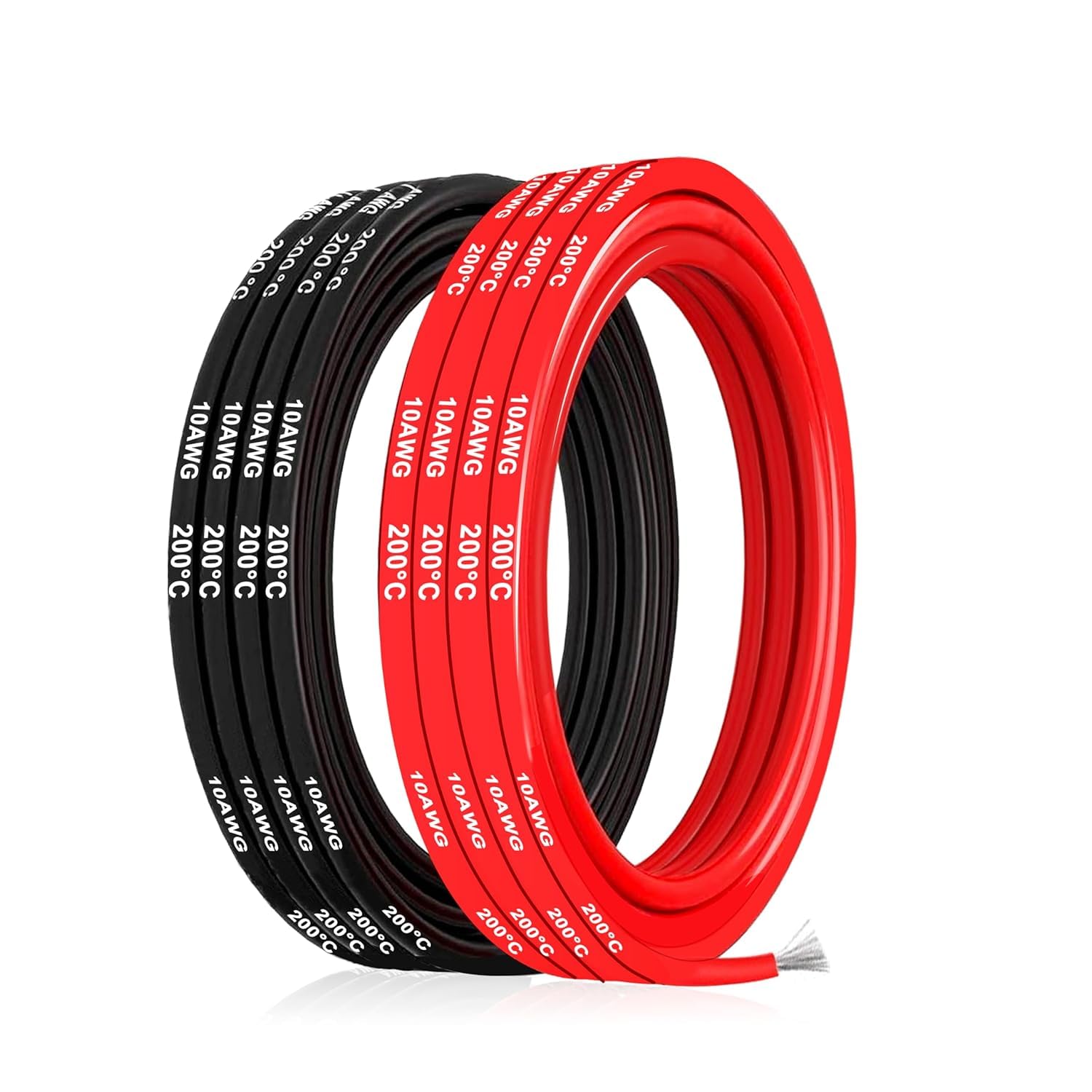Cable de silicona,Cable electrónico de silicona-5,3mm² 10AWG-Cable eléctrico súper flexible de 5m(2.5m negro y 2.5m rojo),ideal para modelos a control remoto,electrodomésticos y mucho más.