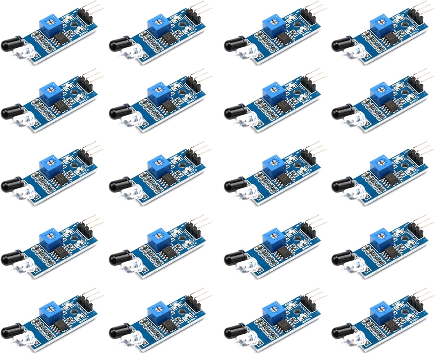 20pcs IR Infrared Obstacle Avoidance Sensor Modules for Arduino – Reflective Photoelectric Proximity Sensor, Ideal for Smart Car Robot, Arduino Car Distance Tracking,3.3V-5V DC
