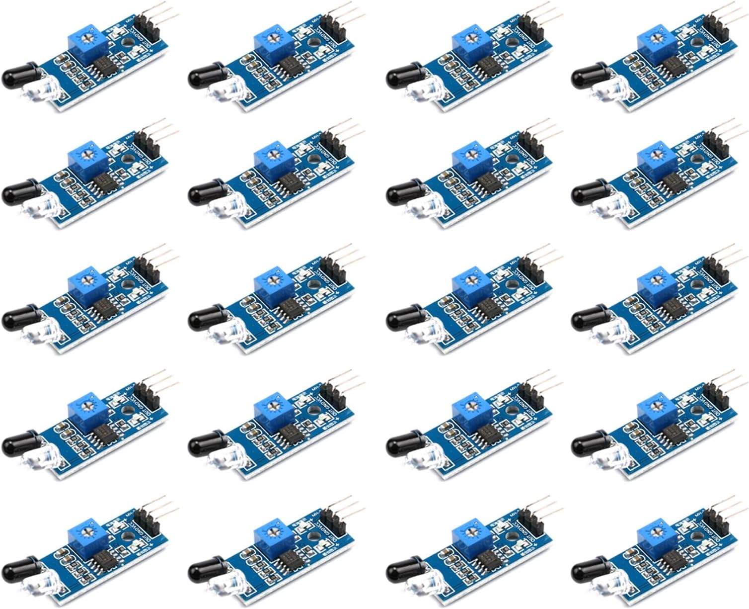 20pcs IR Infrared Obstacle Avoidance Sensor Modules for Arduino - Reflective Photoelectric Proximity Sensor, Ideal for Smart Car Robot, Arduino Car Distance Tracking,3.3V-5V DC