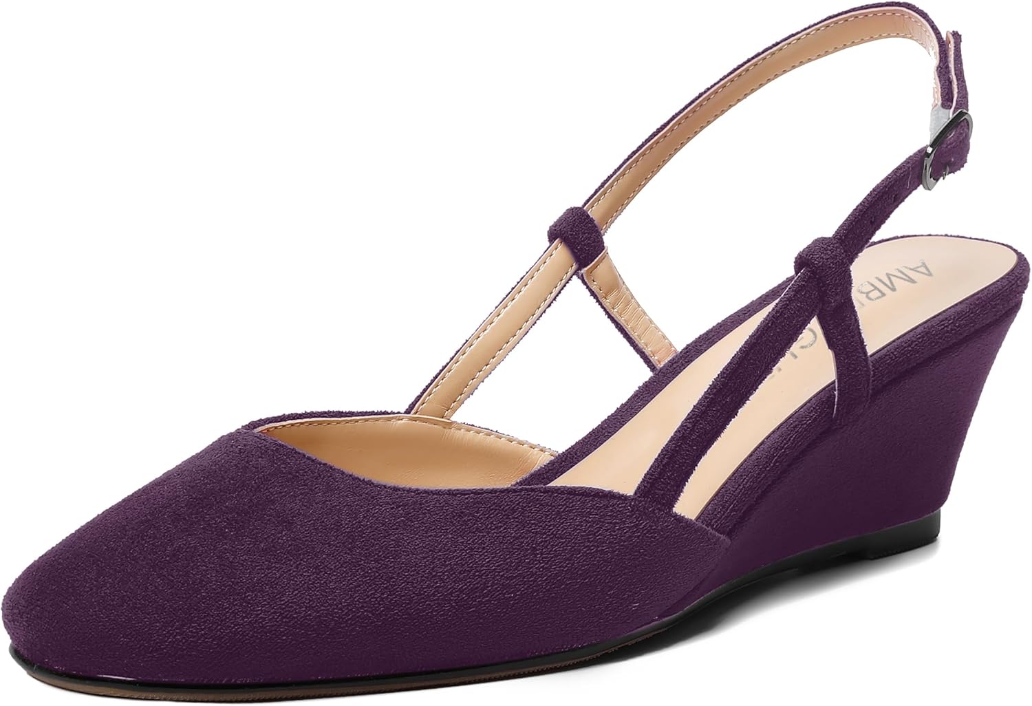 AMBELIGHT Womens Wedge Pumps - Adjustable Strap Comfort