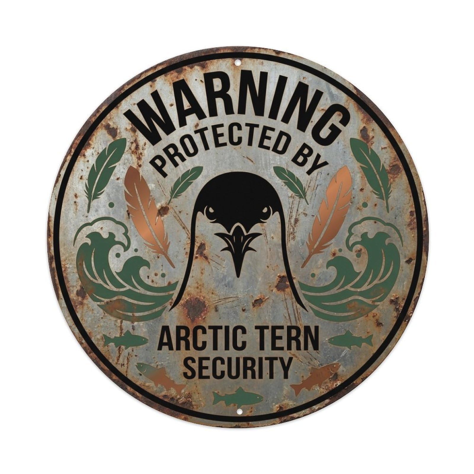 Protected By Arctic Tern Security Warning Seabird Metal Tin Sign