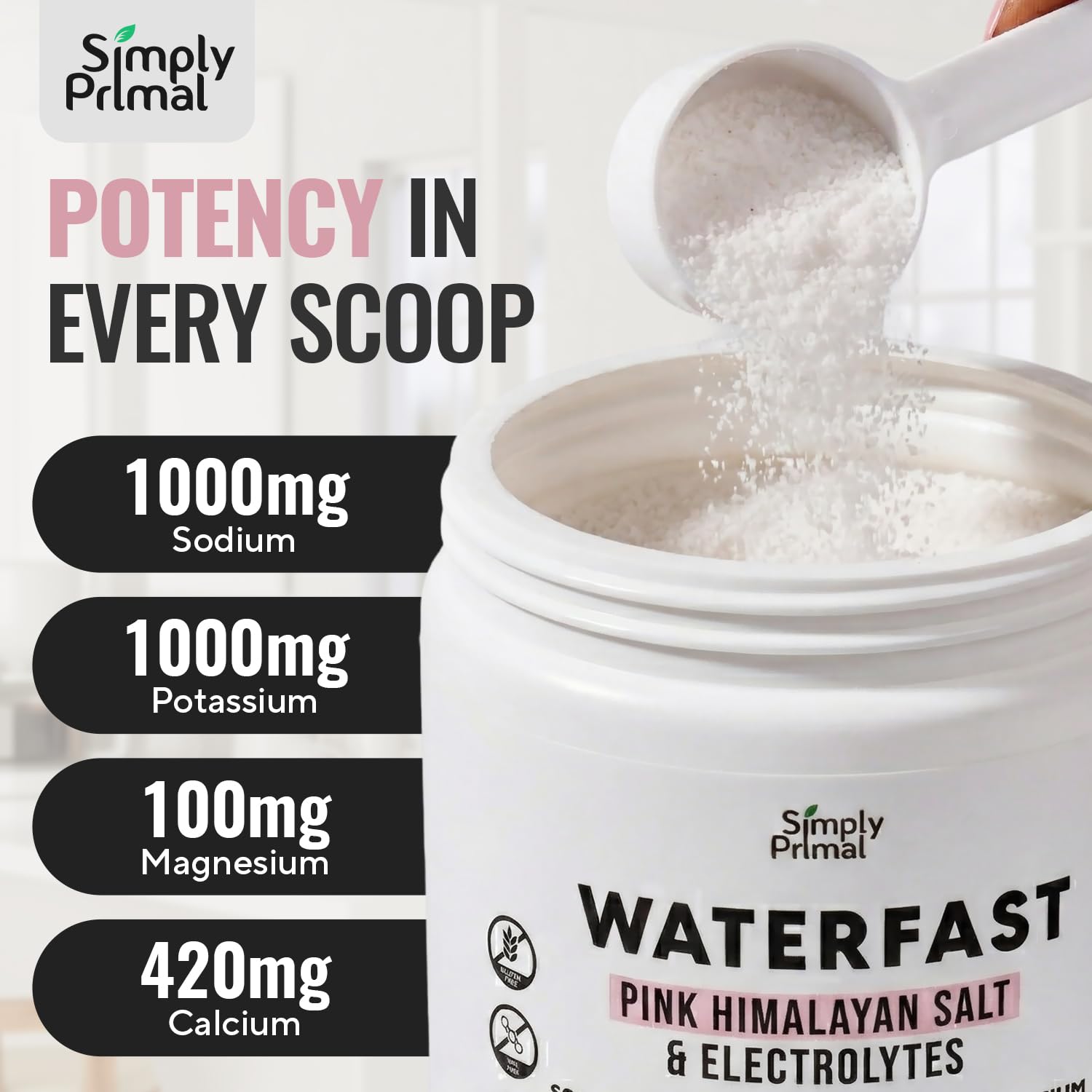 WATERFAST Keto Electrolyte Powder for Fasting and Hydration - Lemon Lime Flavor | Pink Himalayan Salt (Sodium), Potassium, Magnesium, Calcium | Sugar Free, Gluten Free, Soy Free — Amazon image 3