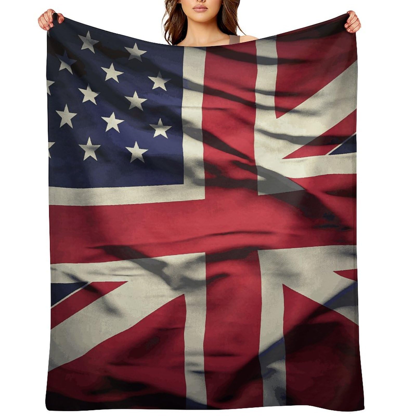 USA UK Flag Blankets Flannel Soft Blanket for Couch Warm Cozy Throw Blankets Fashion Bed Blanket Thick Bath Towel Bedspread Tapestry for Home Supplies Gift 30"x40"