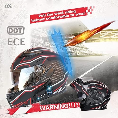 Miniatura 2 de Casco modular Bluetooth para motocicleta con cola aprobada por DOTECE cascos delanteros abatibles dobles antivaho para deportes al aire libre casco