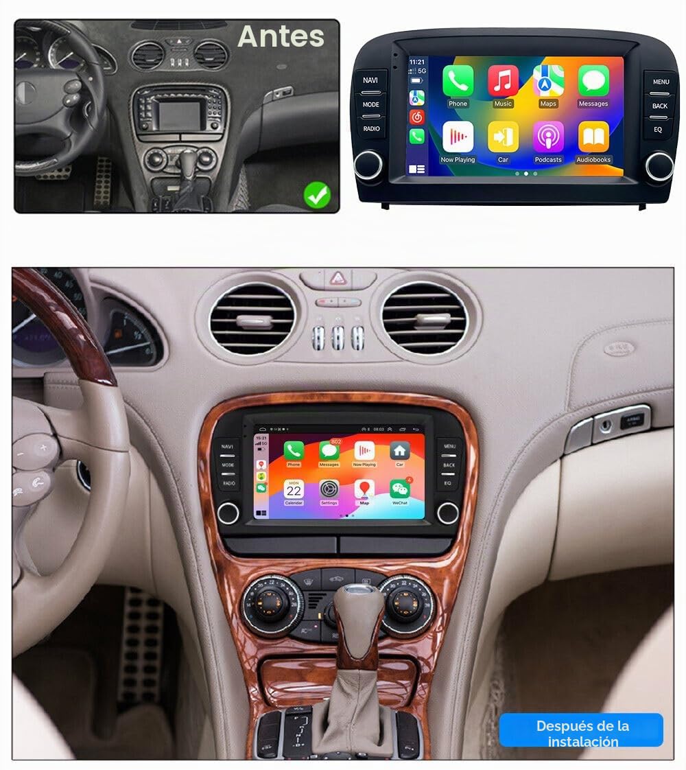 Radio de coche Android con navegación GPS HD pantalla táctil con Carplay Canbus Auto Radio para Mercedes-Benz SL R129 R230 SL55AMG SL63AMG SL65AMG SL280 SL300 SL350 SL500 SL600 2001/09-2012/12