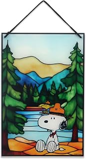 Peanuts Snoopy Camping Mountain Scene Hanging Acrylic Wall Decor | Cute Outdoor-Themed Snoopy Wall Art for Cabin or Lodge