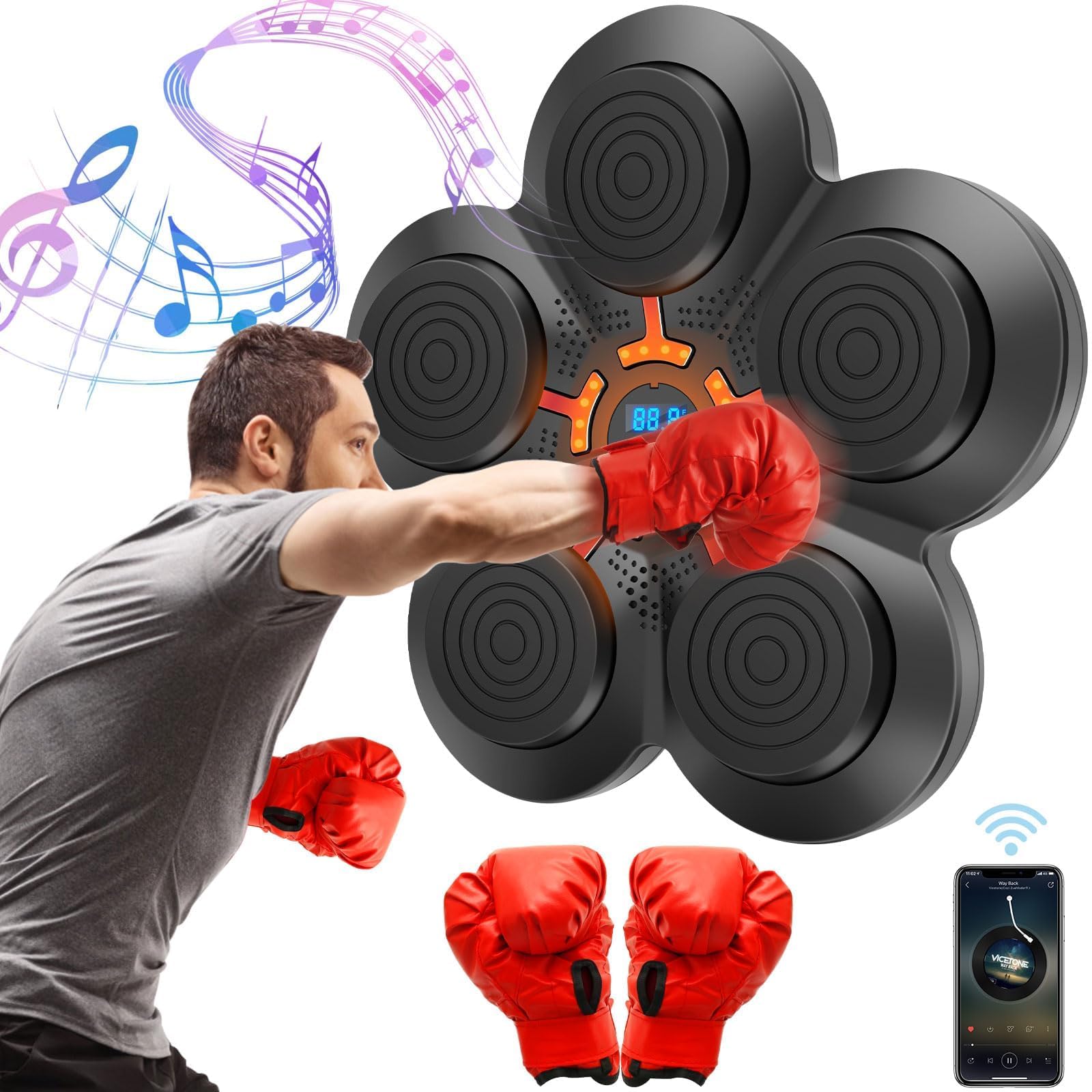 Music Boxing Machine, Musica elettronica Boxing Machine, Musica elettronica da parete Attrezzatura per l'allenamento, Divertimento elettronico intelligente Bluetooth montato a parete Boxing Tr