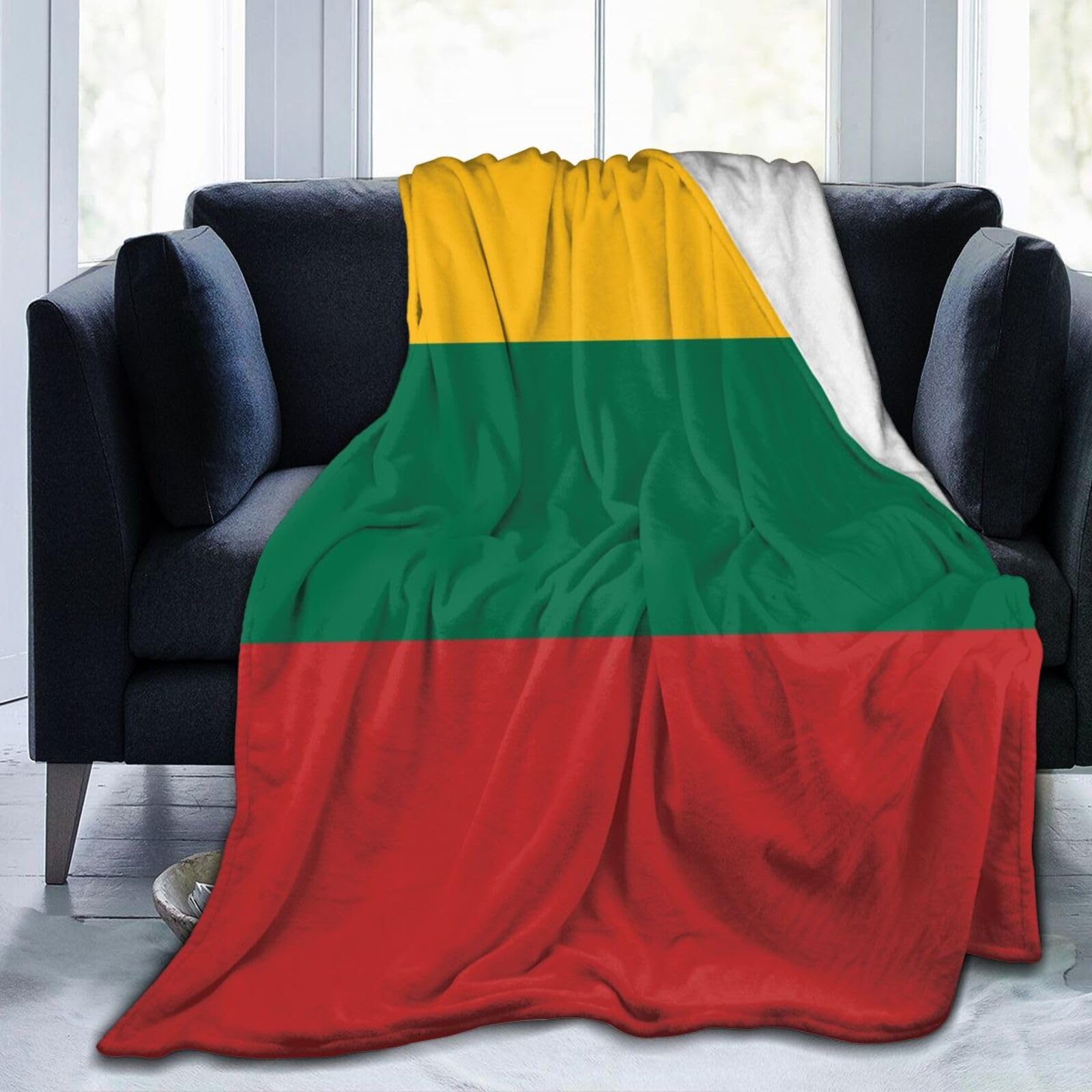 Aooedm Lithuanian Flag Flannel Fleece Blanket Soft Fluffy Throw Blanket, Used For Sofa Bed Travel Camping Outdoor