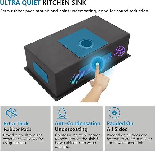 Miniatura 44 de Fregadero de lavandería de 25 x 22 pulgadas, montaje superior, acero inoxidable T304, calibre 16, 12 pulgadas de profundidad, fregadero individual