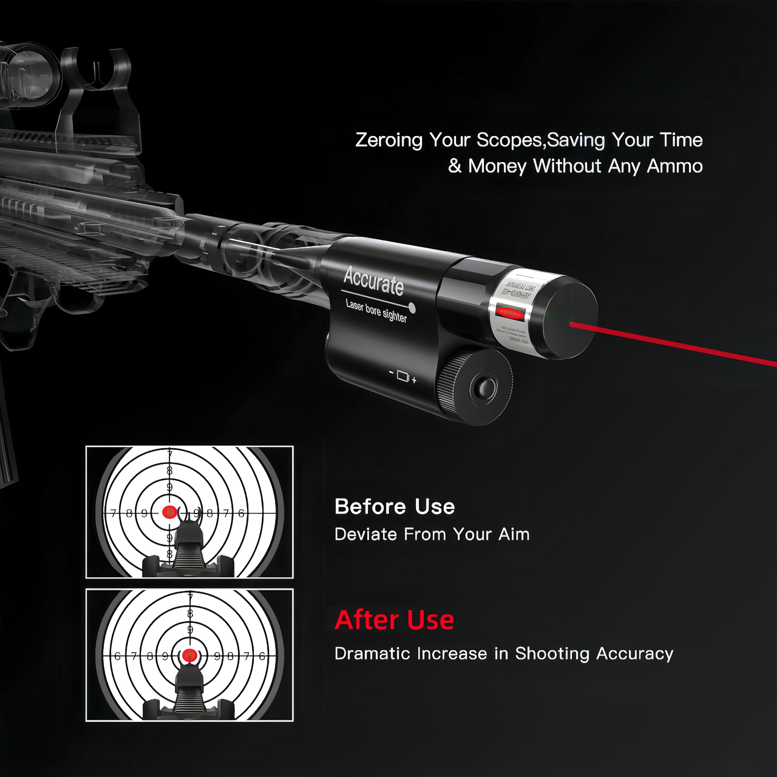 KinZon Visor de Agujero Láser Bore Sighter Calibre 0.17 a 0.78 (12GA) Kit Puntería Rojo Airsoft