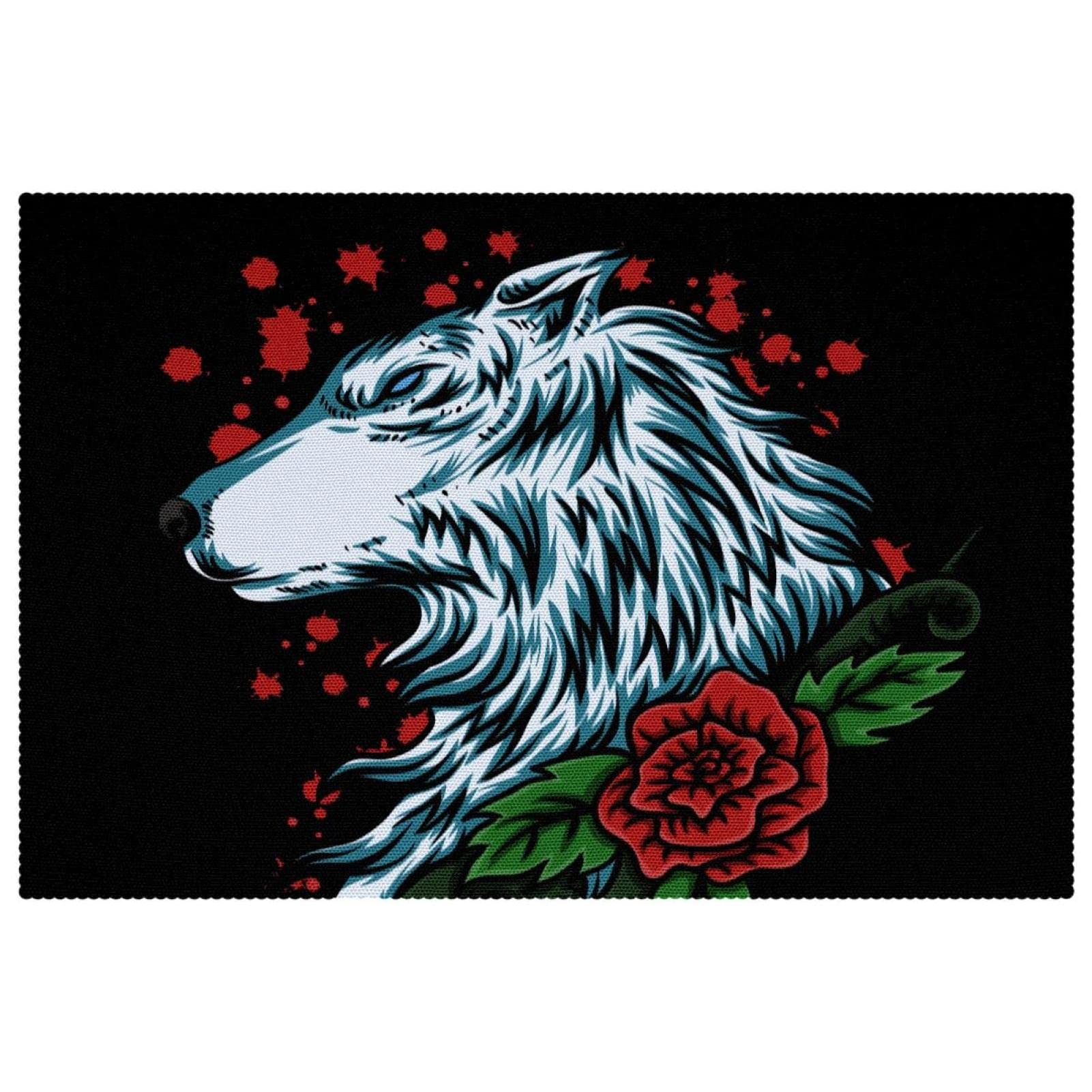 Sets de table antidérapants et résistants à la chaleur motif loup lot de 6