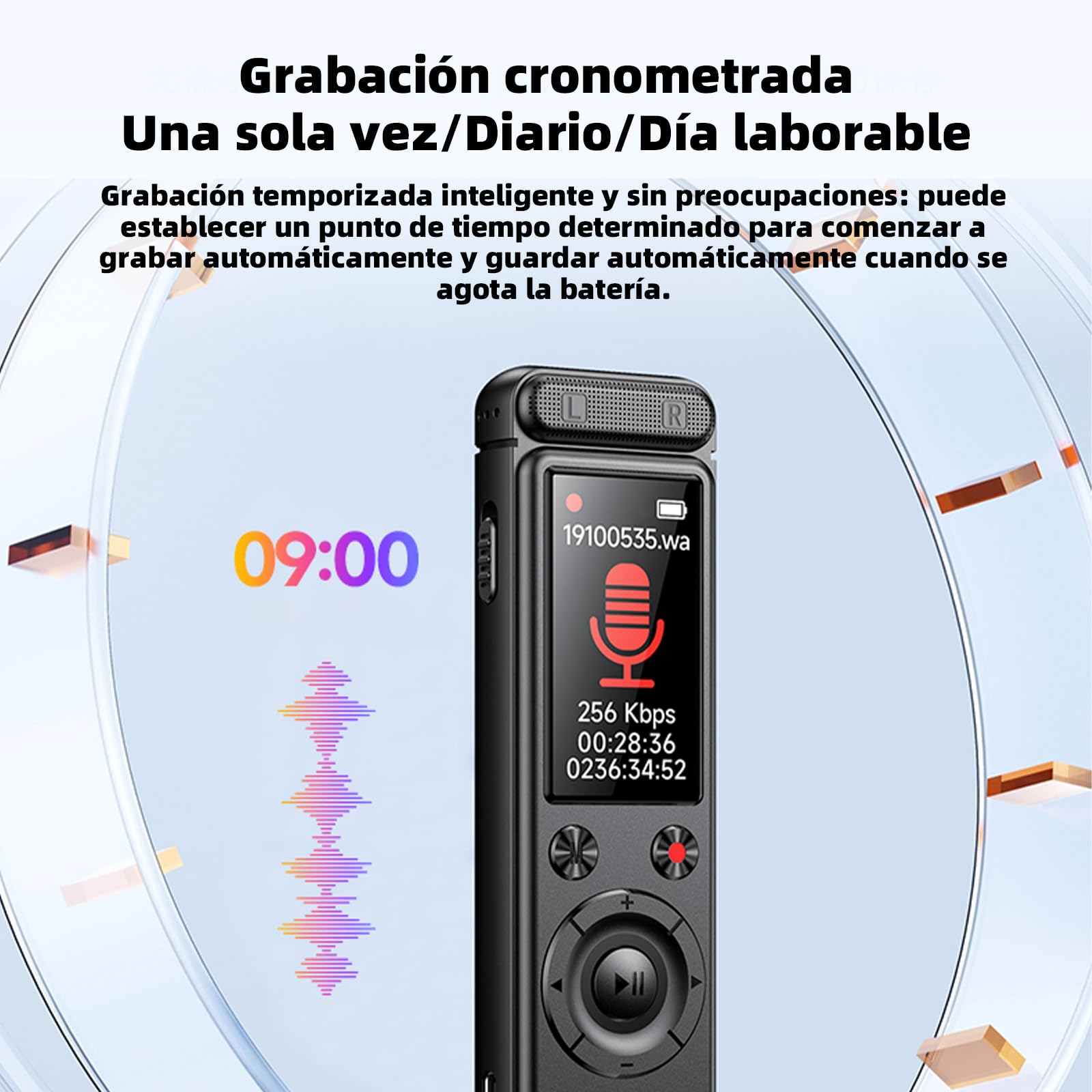 Grabadora de Voz Espia, Memoria de 64 GB, Desbloqueo de Contraseña, Grabadora Voz con Reproductor MP3, Grabadora de Voz Recargable por USB para Reuniones y Entrevistas(10.5 * 2.8 * 1.8)