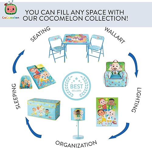 Miniatura 8 de Idea Nuova Cocomelon - Puf redondo azul para niños, a partir de 3 años, grande Cocomelón,Spidey y sus increíbles amigos,Unicornio,Tiburón