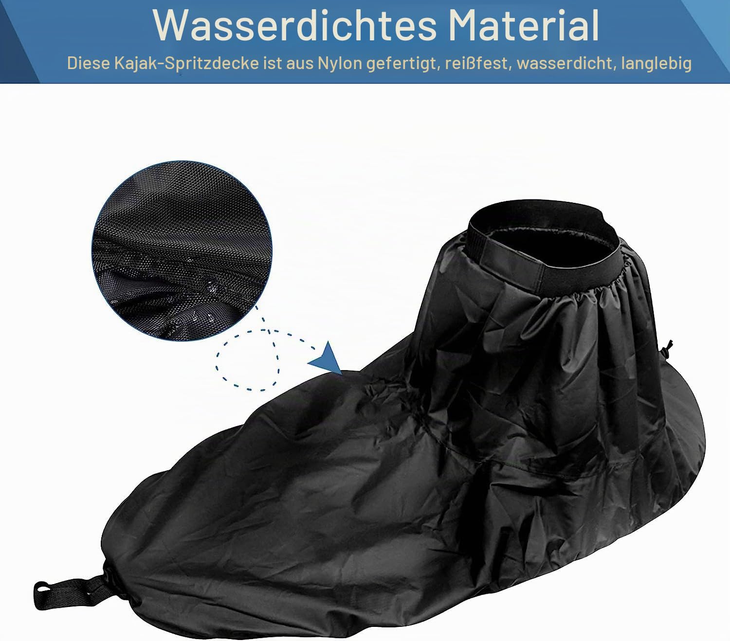 Kajak-Spritzrock, universal, verstellbar, Nylon, Surf-Cockpit, wasserdichte Abdeckung, Wassersport-Zubehör (schwarz)