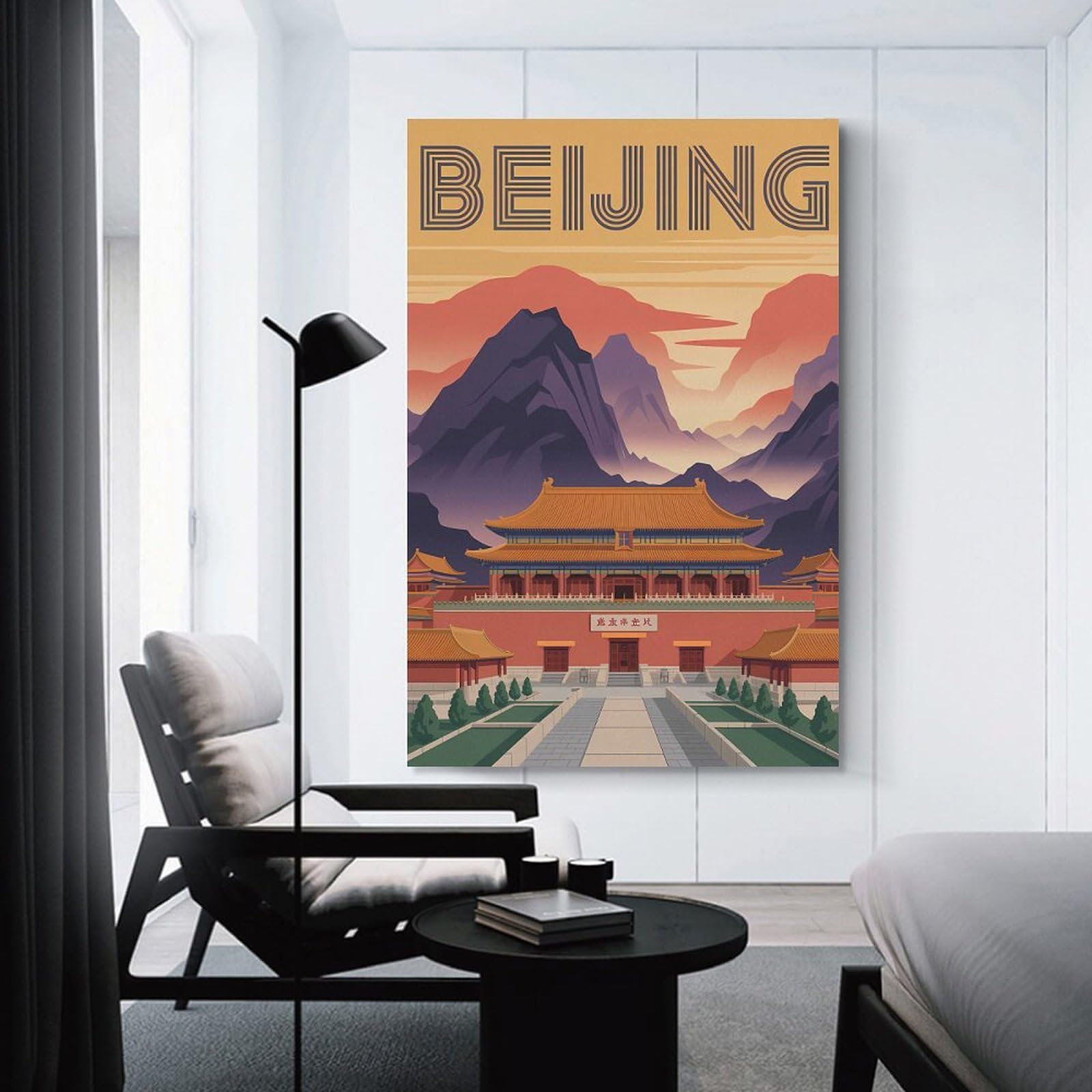 Junmoney Beijing Travel Canvas Wall Art 20x30inch(50x75cm), for Home Lounge, Bedroom Or Reading Nook, Eye Catching Artwork for Blank Walls