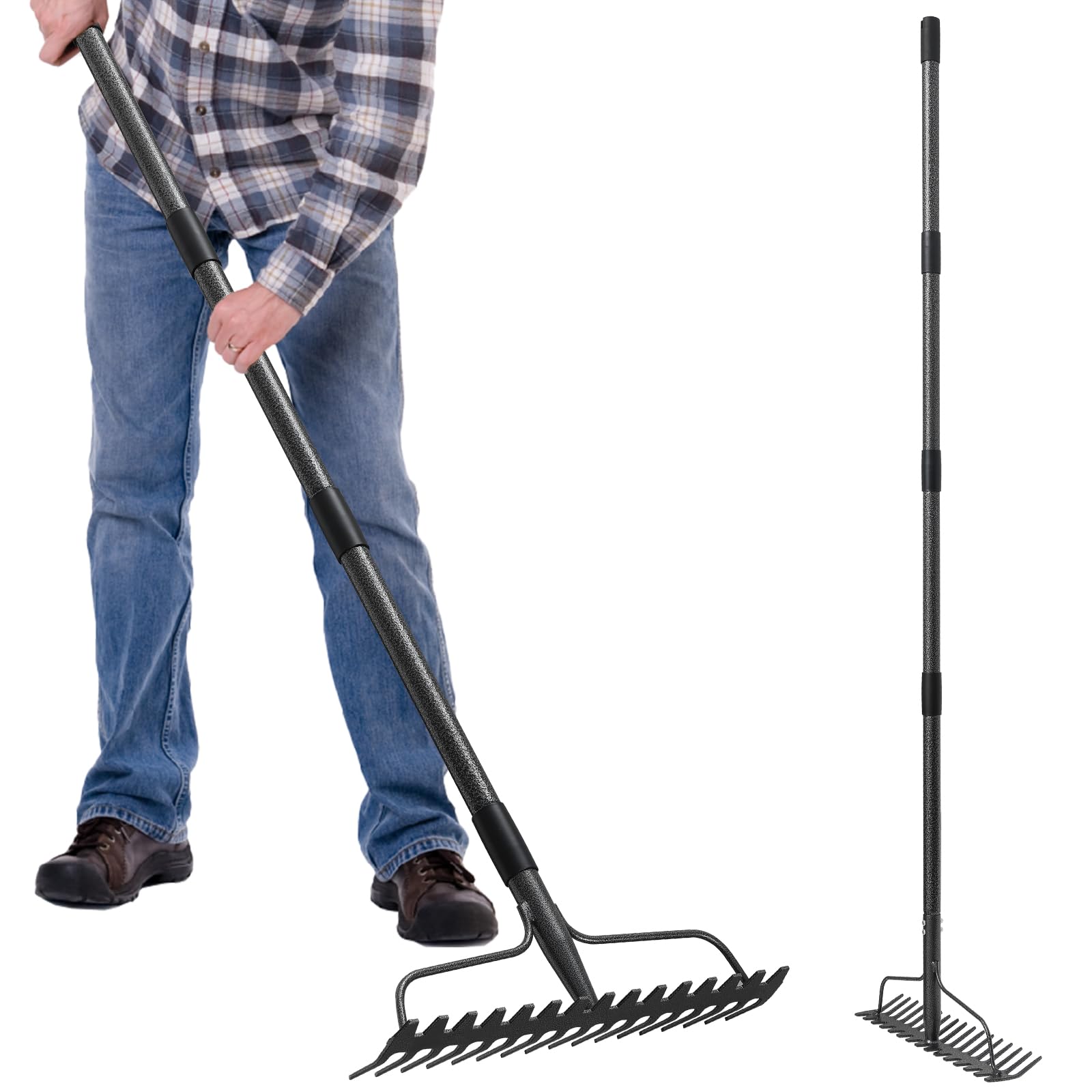 Castable Rake Yard Maintenance Must Haves JAOTREL 10'' Bow Rake Heavy Duty Garden ...
