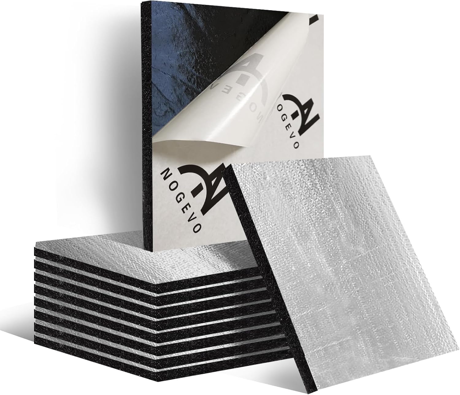 18sqft Car Sound Deadening Mat, 236mil (6mm) Closed Cell Foam & Glass Fiber, 2-Door Pack or Front Floor Coverage, Heat & Sound Insulation for Automotive Doors, Floor & Trunk