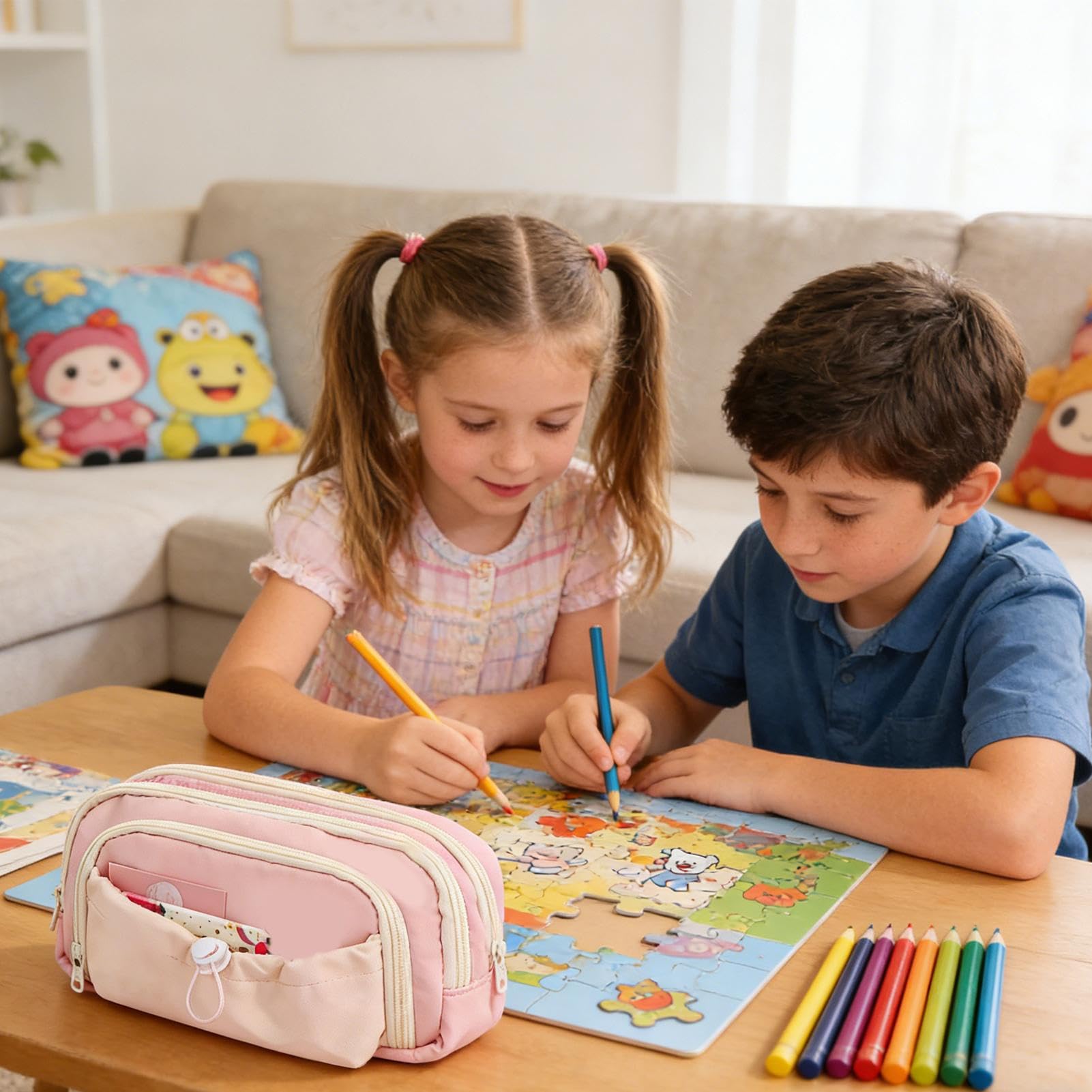 Materiale scolastico, design a forma di cucciolo, organizer di grande capacità, per materiale in poliestere, articoli di cancelleria, adolescenti, ragazze, ragazzi, per ufficio, viaggi, università