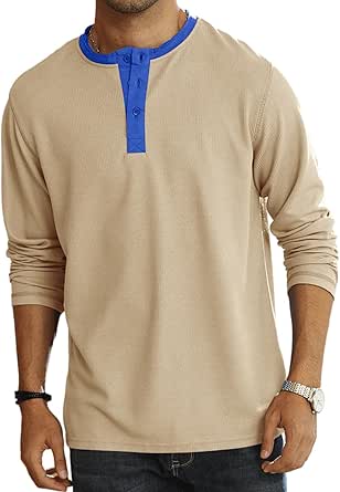 Camisetas Estilo Casual Vintage Henley Para Hombre