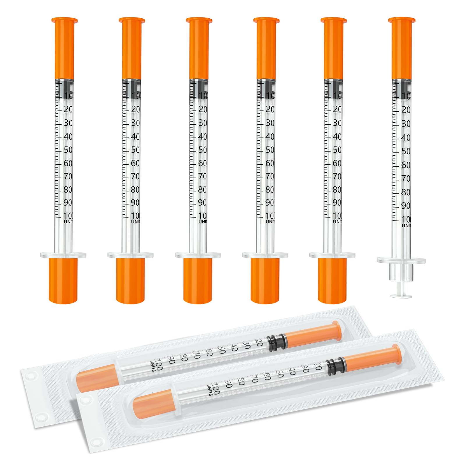 1ml Syringe 30G 1/2 Inch 13mm, Lab Syringes Individually Wrapped 100 Pack