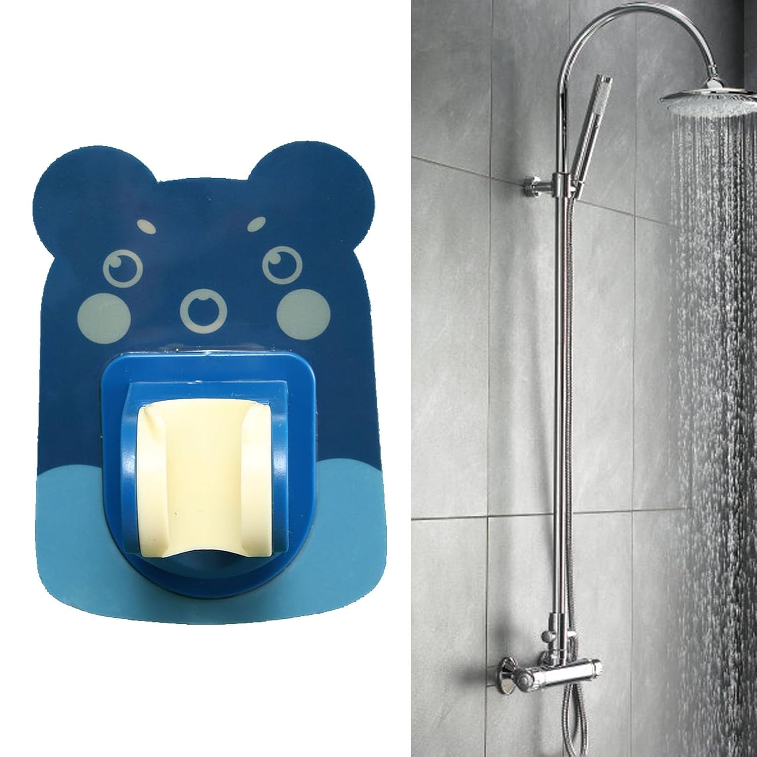 Shower Wand Holder 360 Degree Rotation Adjustable Cute Cartoon Punching Shower Head Bracket for Bathroom