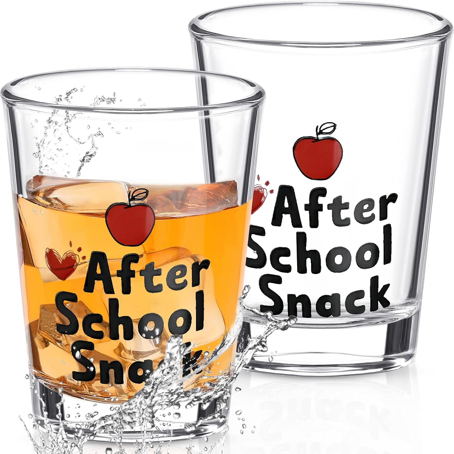 CHENGU Teacher Gifts, 2 Pack 2 oz Funny After School Funny Shot Glasses