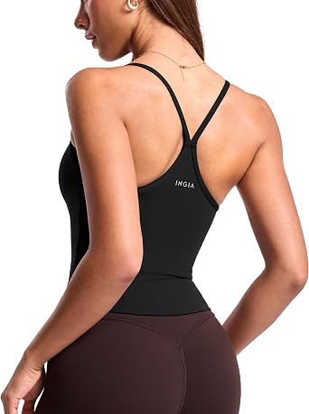 INGIA Deep V Neck Tank Top with Built-in Bra