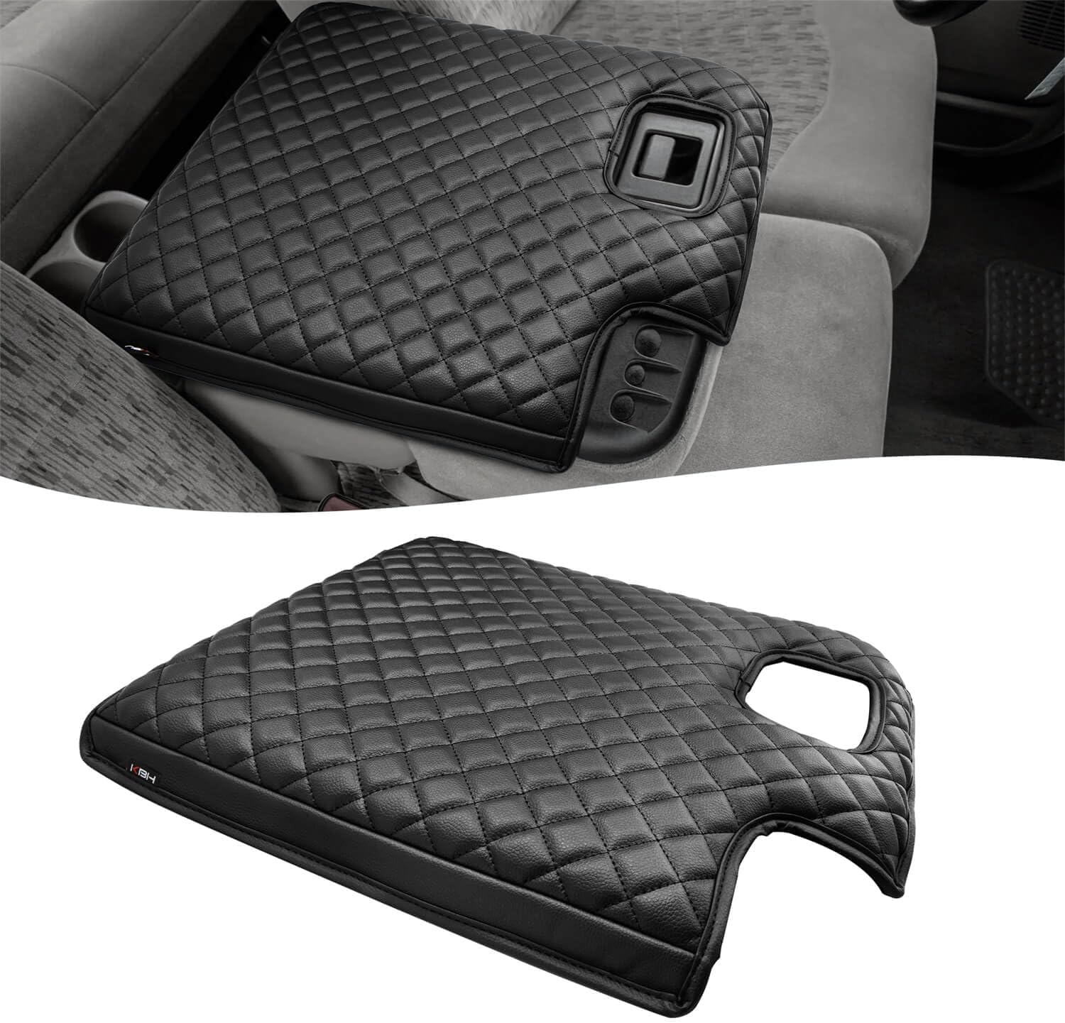 KBH Center Console Armrest Cover for Ford F250 F350 F450 Super Duty 1999-2001 Jump Seat, Arm Rest Cushion Pad Protector, Anti-Scratch, Black