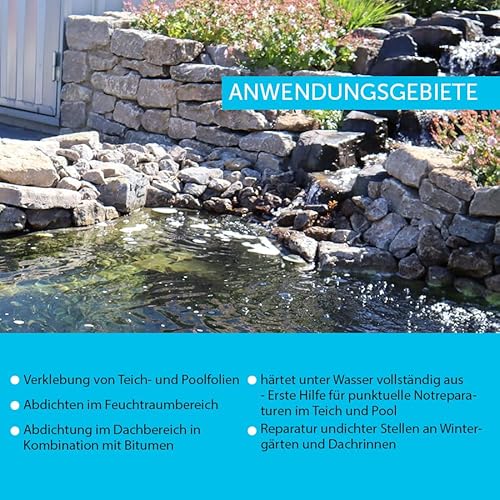 Wacredo MS Polymer Kleber + Dichtstoff für Teich Aquaristik & Pool Spezialkleber Reparaturdichtmasse für Haus & Garten | 290ml DIN Kartusche | PVC & EPDM Teichfolienkleber (1x Kartusche, schwarz)