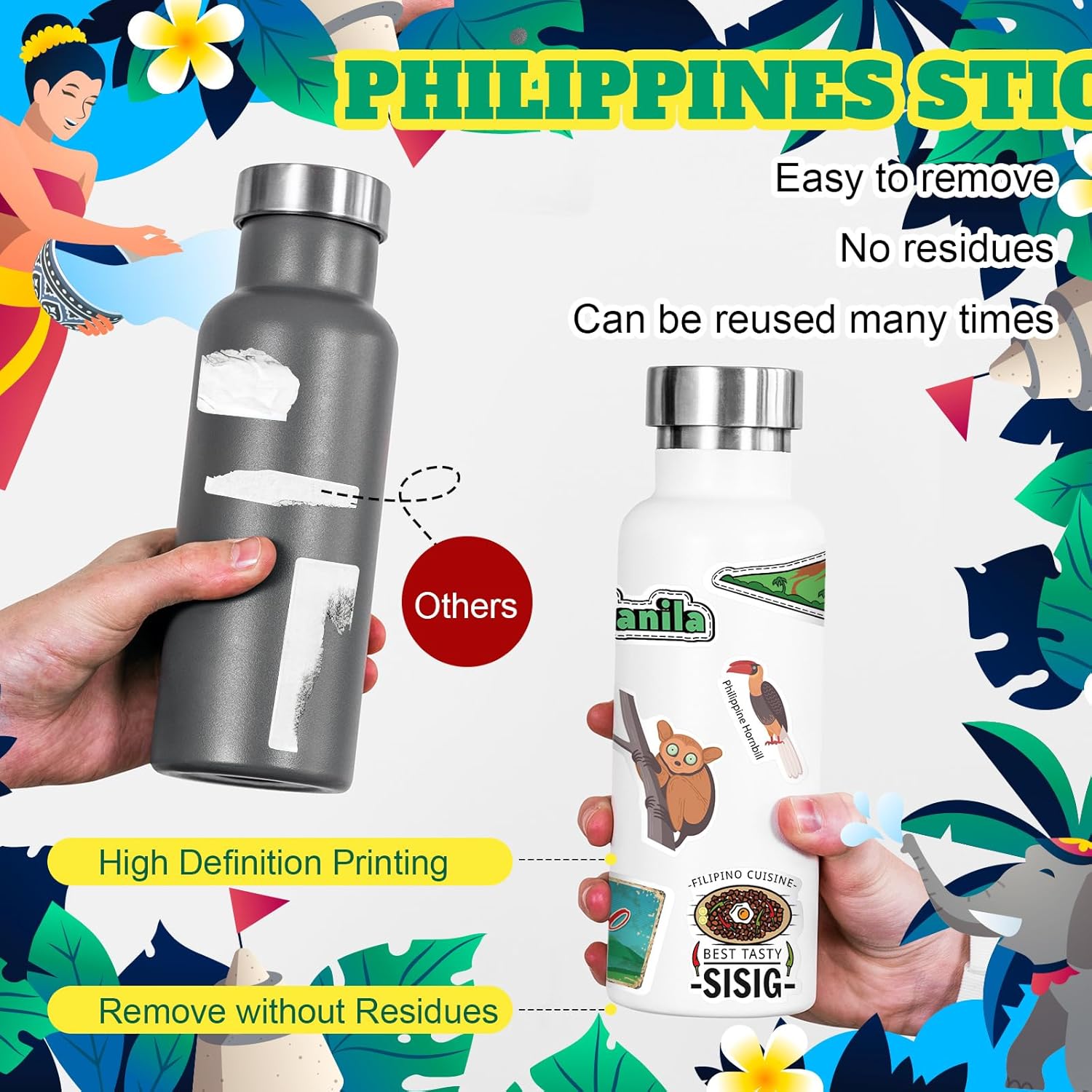231 Pcs Sheets Philippines Stickers Philippines Souvenir Filipino Decor Filipino Gifts for Water Bottles Laptops Affirmation Quotes Positive Stickers Philippines Flag Sticker
