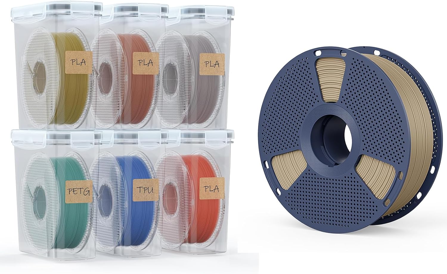 Filament Storage Box 6 Pack Plus Matte PLA Filament Oak